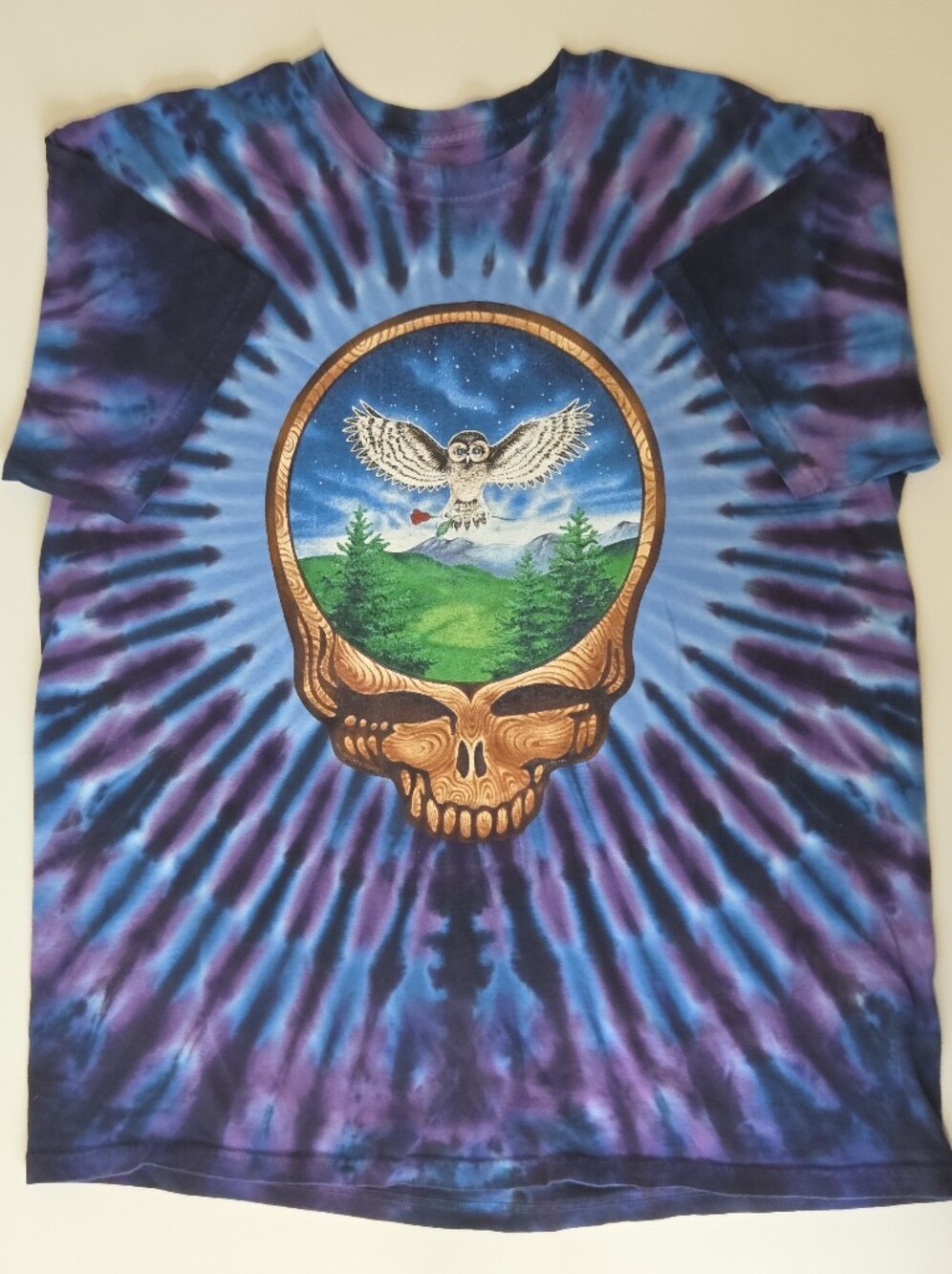 Grateful Dead Steal Your Face XL Tie Dye Owl Psychedelic Deadhead Graphic Tee